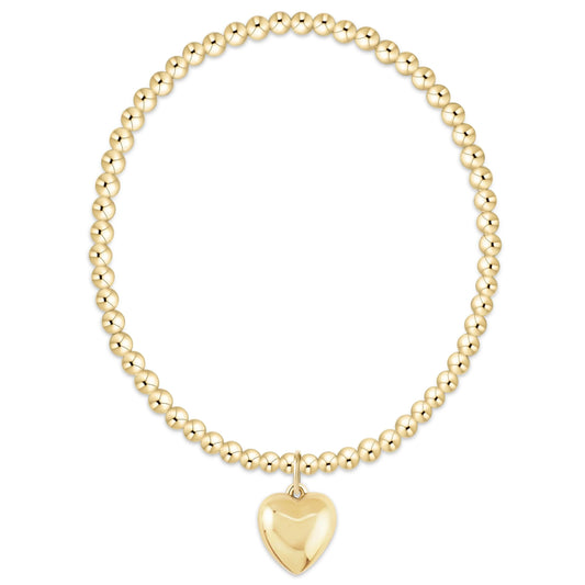 classic gold 3mm bracelet with love plush gold charm