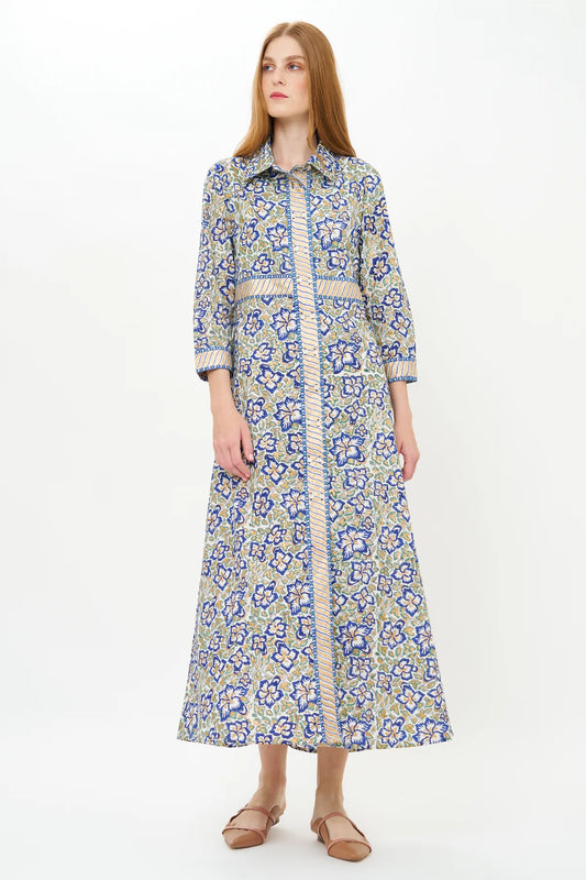 Shirt Dress Maxi in Ivy Cobalt