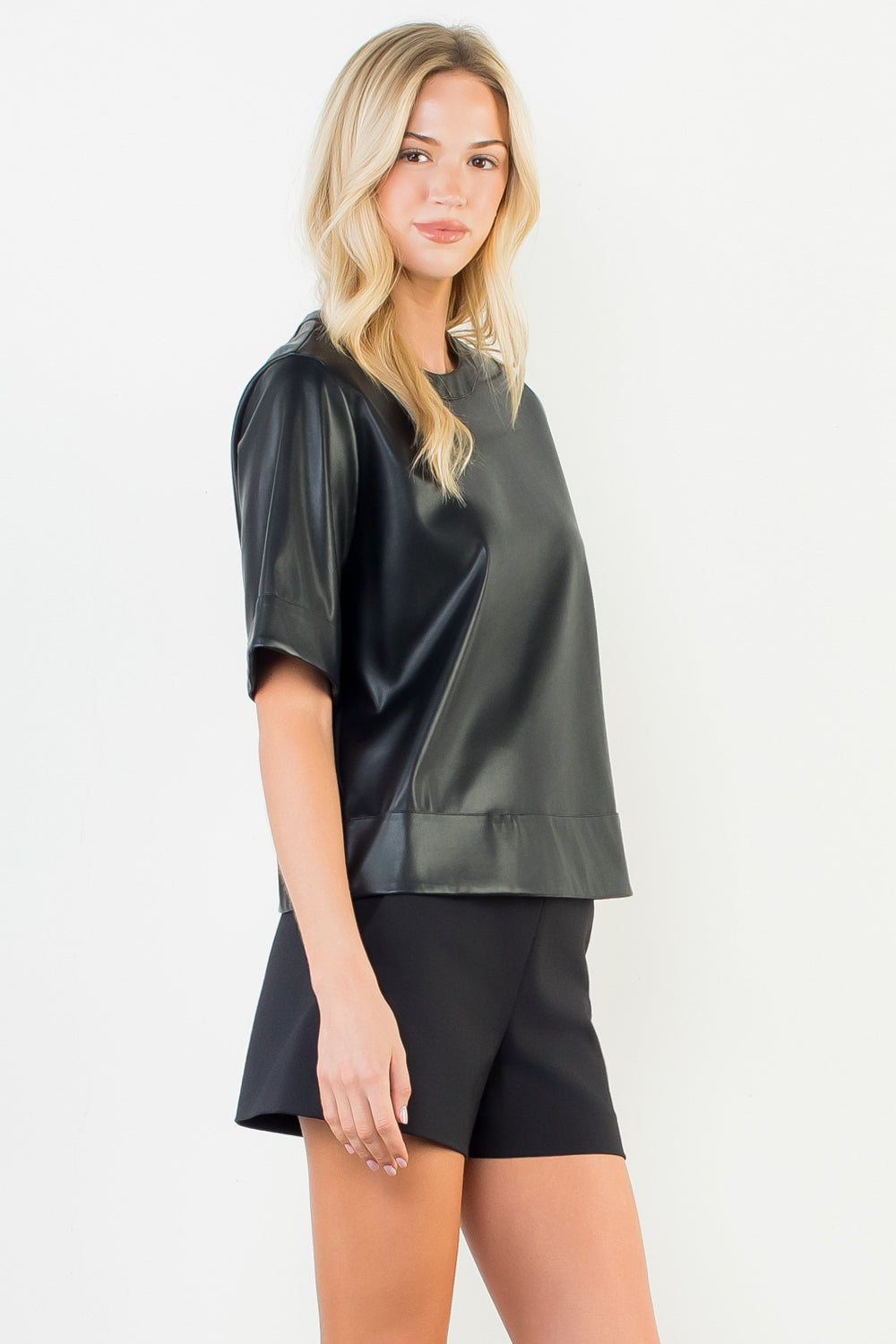Black Vegan Leather Top