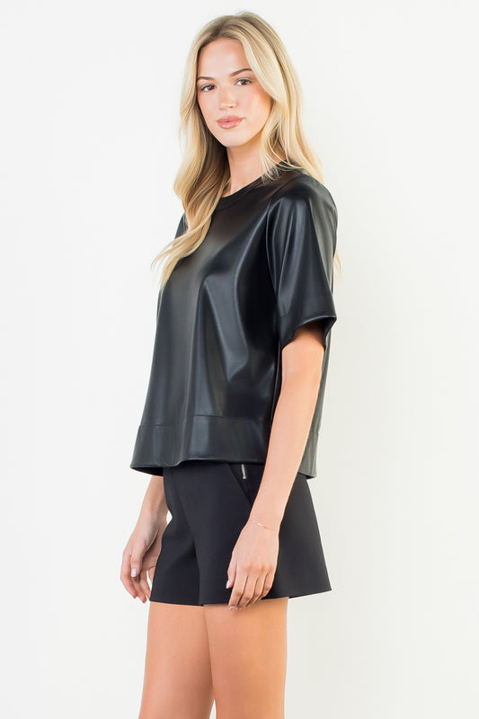 Black Vegan Leather Top