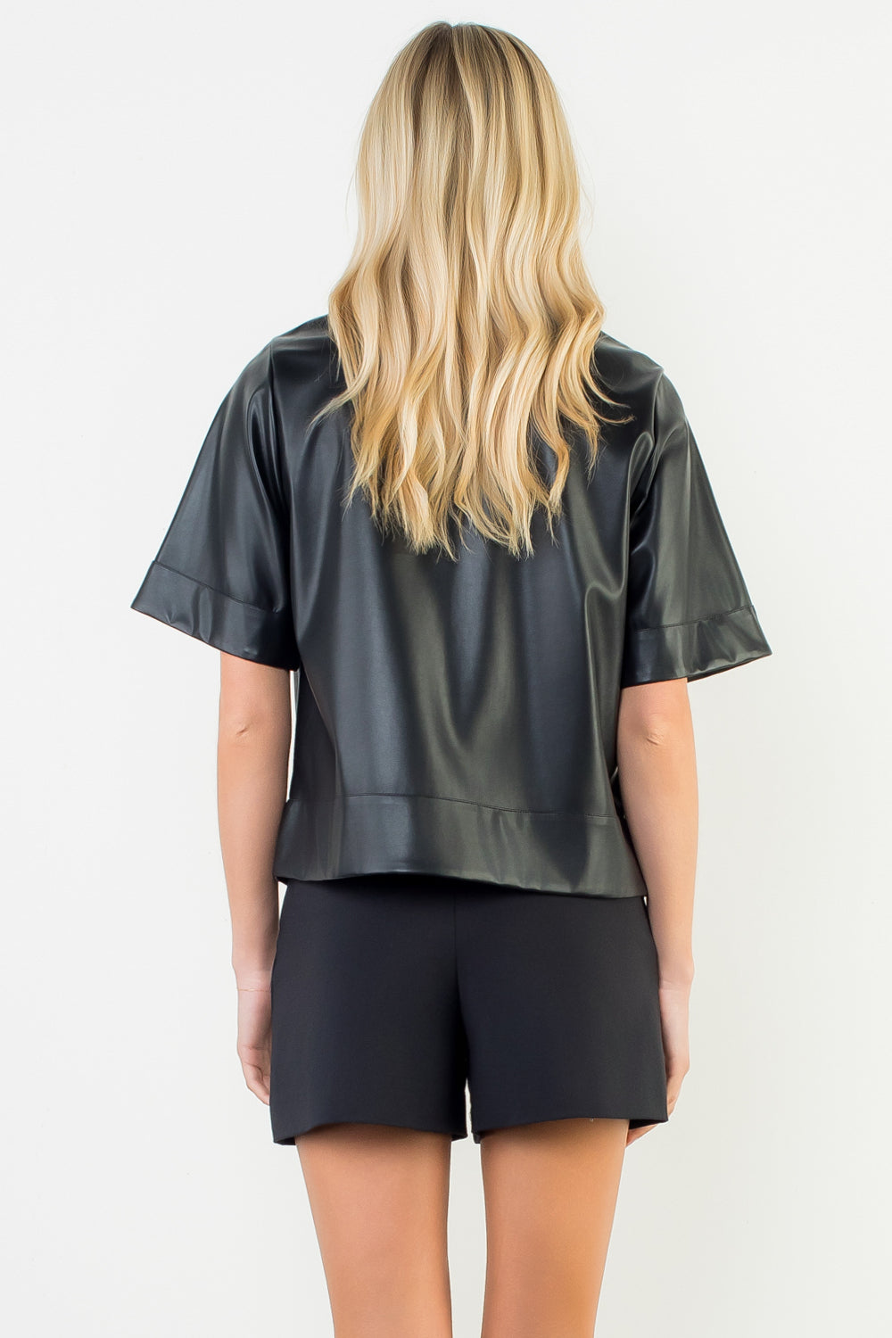 Black Vegan Leather Top