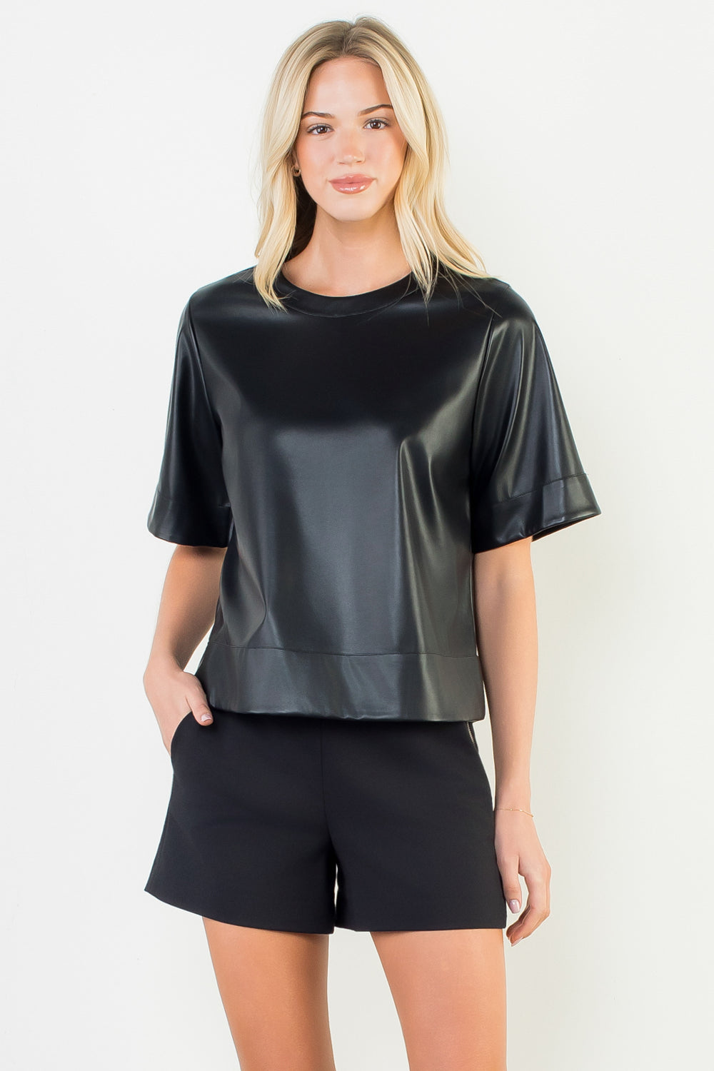 Black Vegan Leather Top