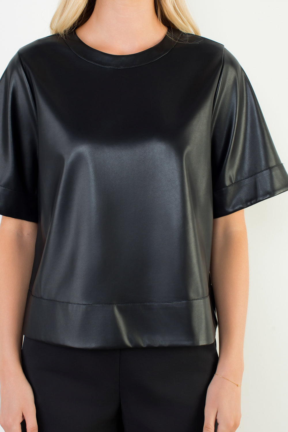 Black Vegan Leather Top