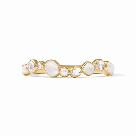 Kaleidoscope Hinge Bangle in Gold and Iridescent Clear Crystal