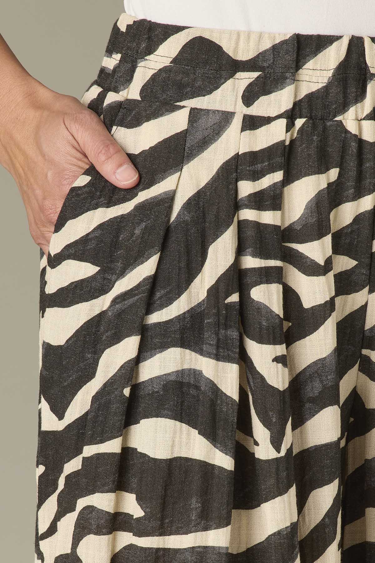 Skyrise Triple Pleat Palazzo Glider Pants in Zebra Print