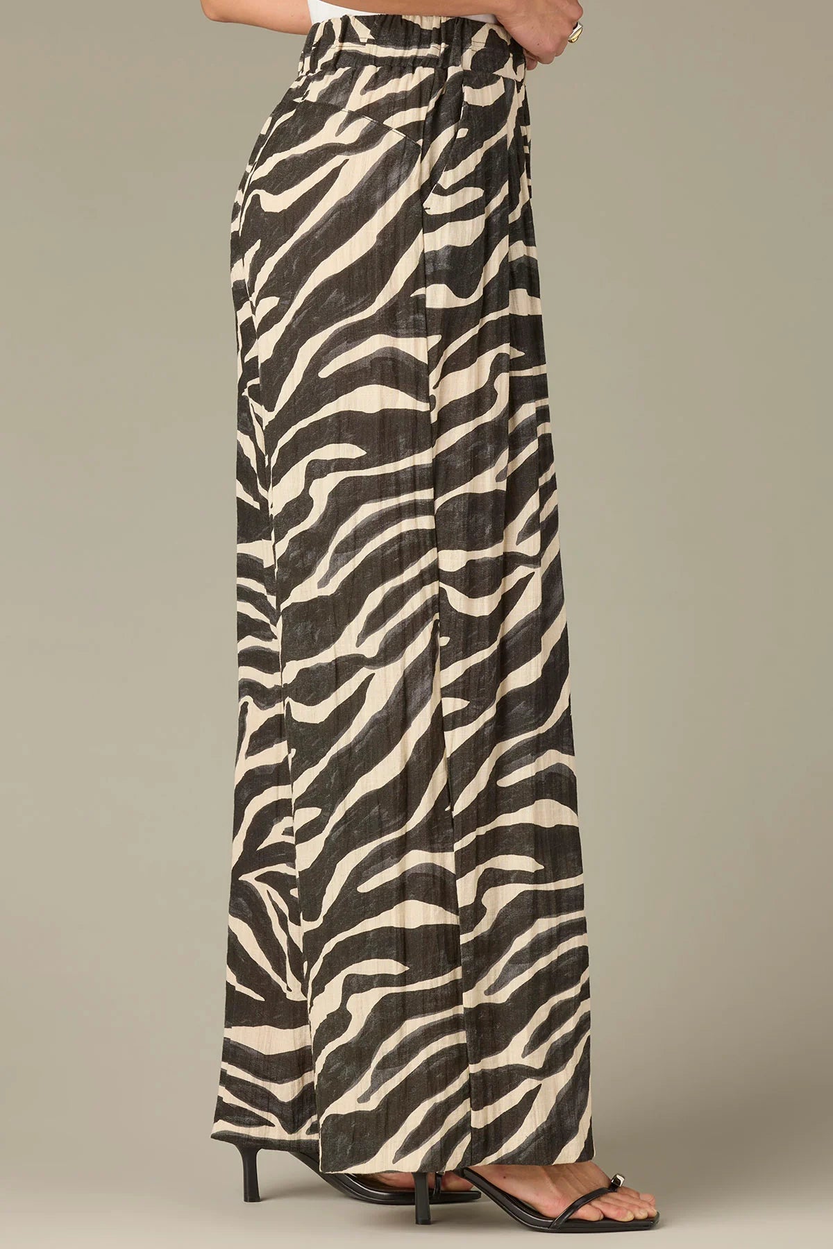 Skyrise Triple Pleat Palazzo Glider Pants in Zebra Print