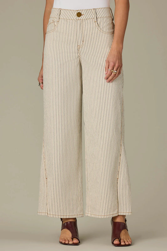 Sam High Rise Forward Seam Striped Wide Leg Jeans