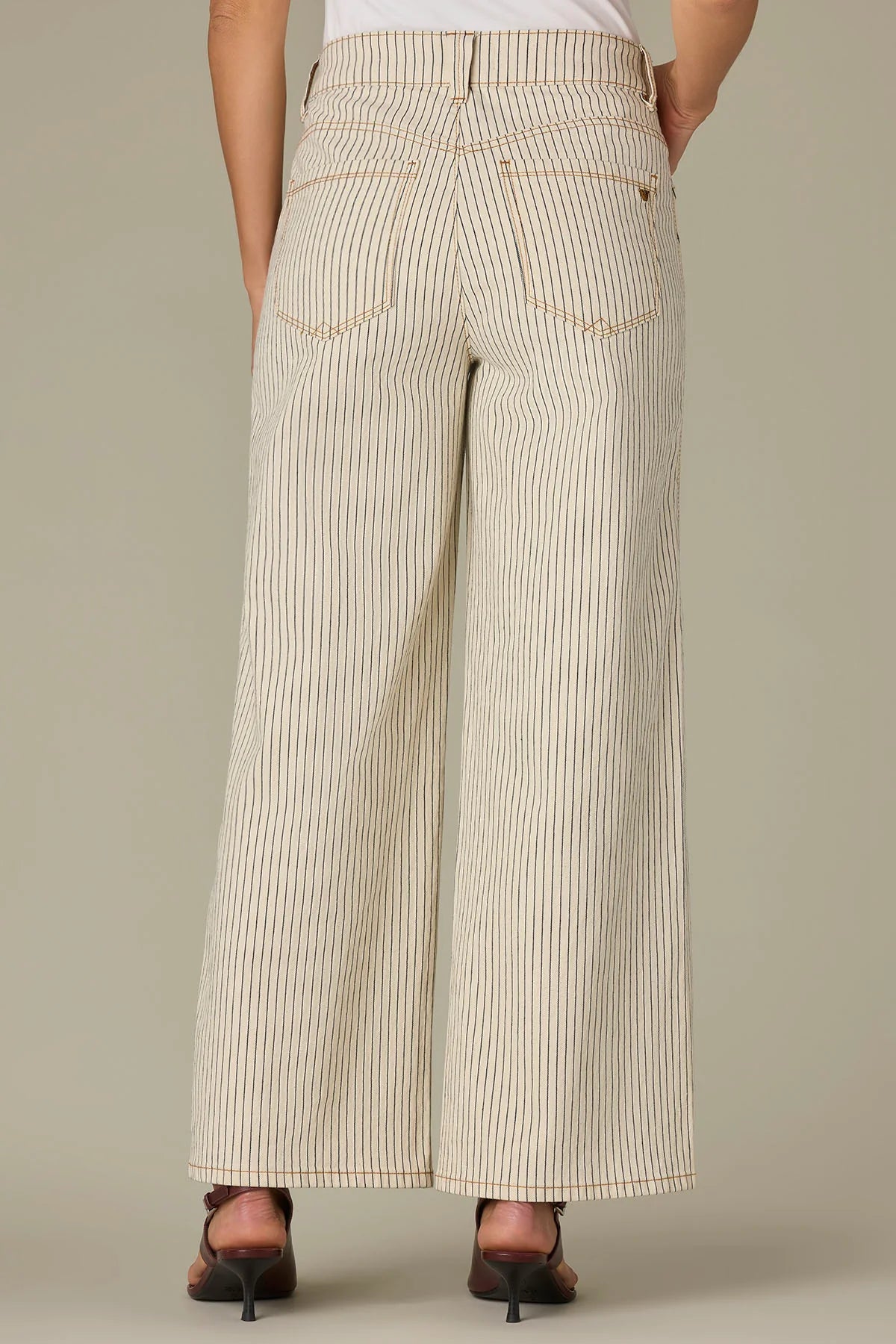 Sam High Rise Forward Seam Striped Wide Leg Jeans