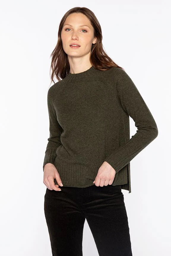 Rib Trim Funnel Neck Sweater