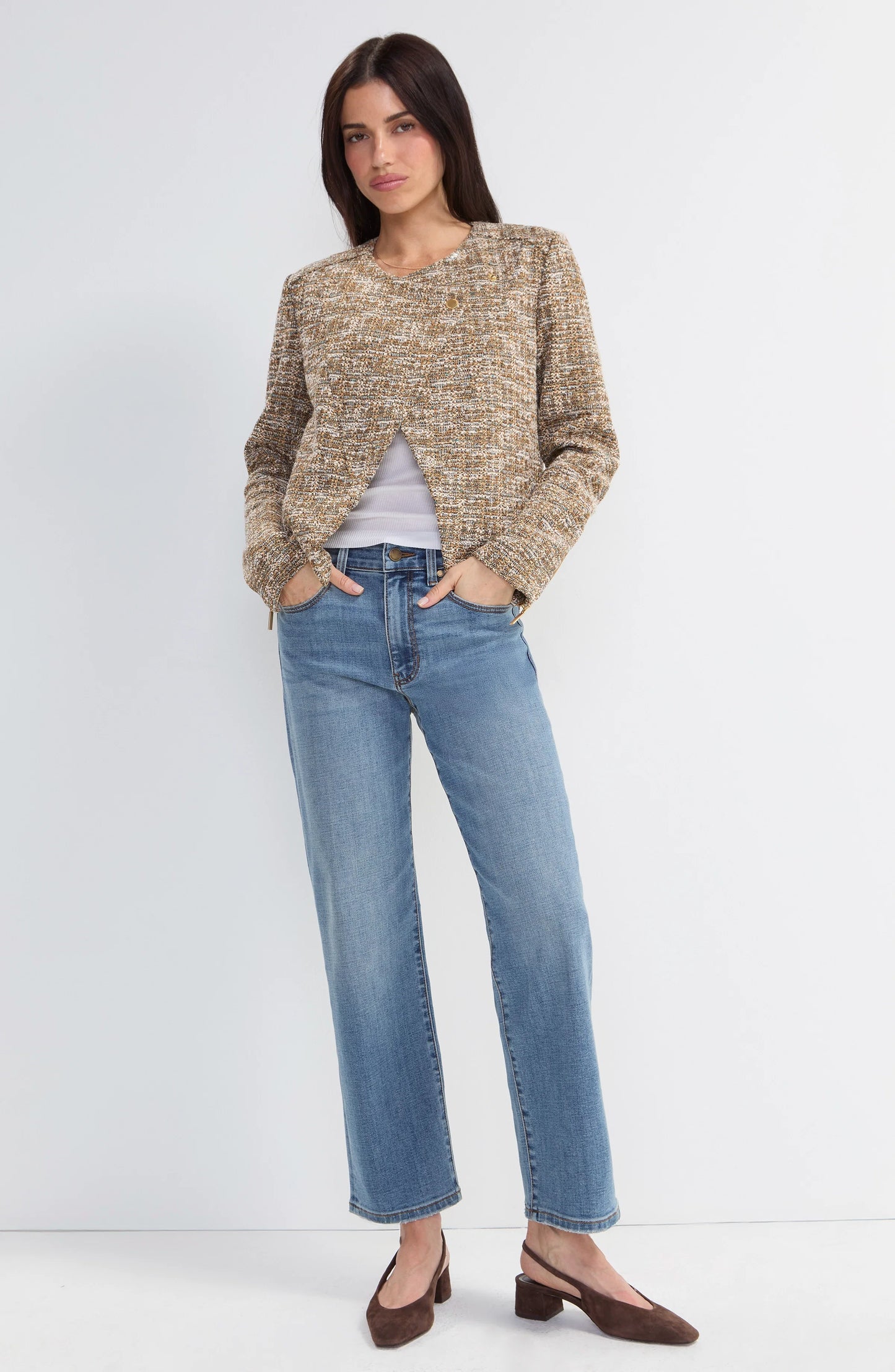 Collarless Moto Jacket