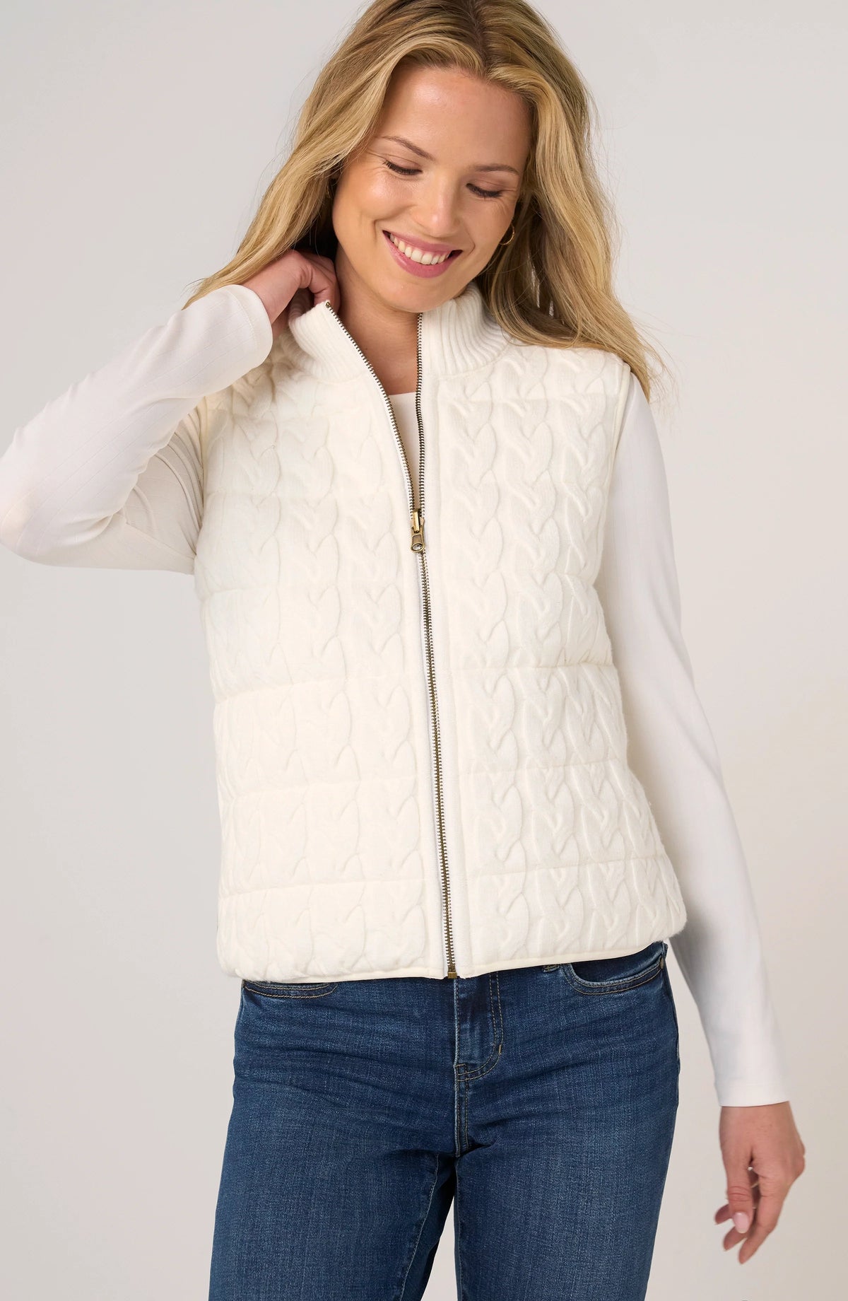 Sleeveless Reversible Zip Front Quilted Sweater Vest