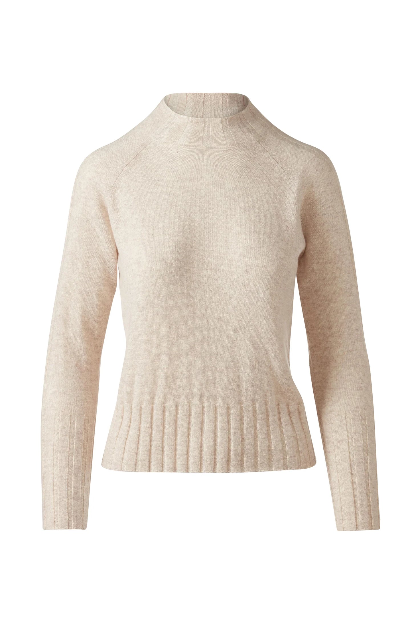 Rib Trim Funnel Neck Sweater