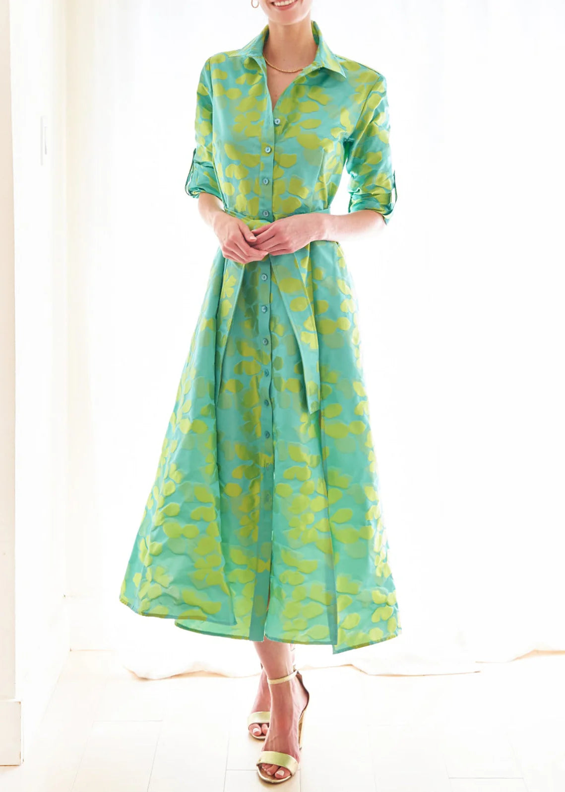 Laine Dress in Jacquard-Lily Pad