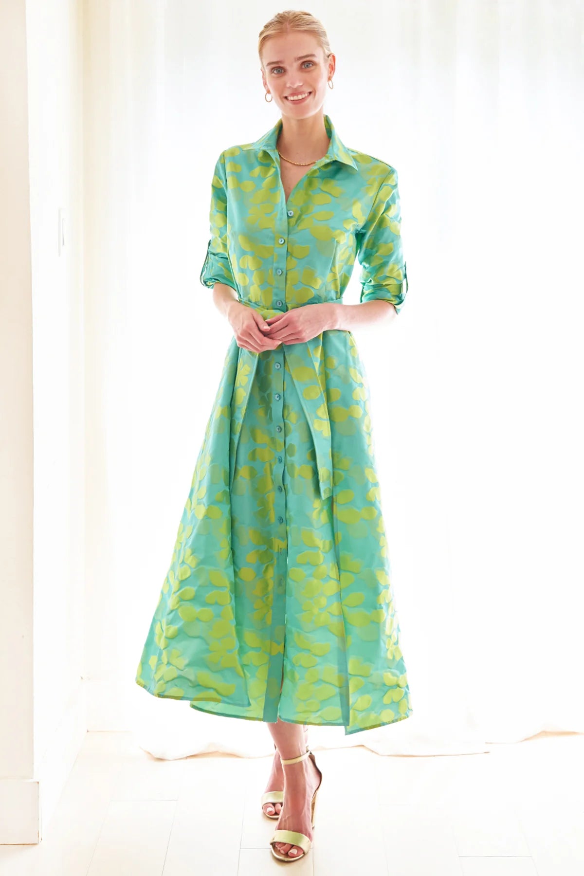 Laine Dress in Jacquard-Lily Pad
