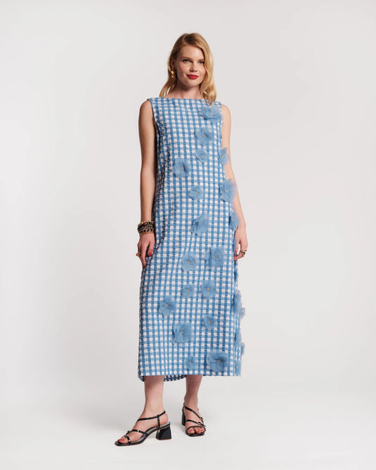 Origami Dress Gingham Cotton Poplin