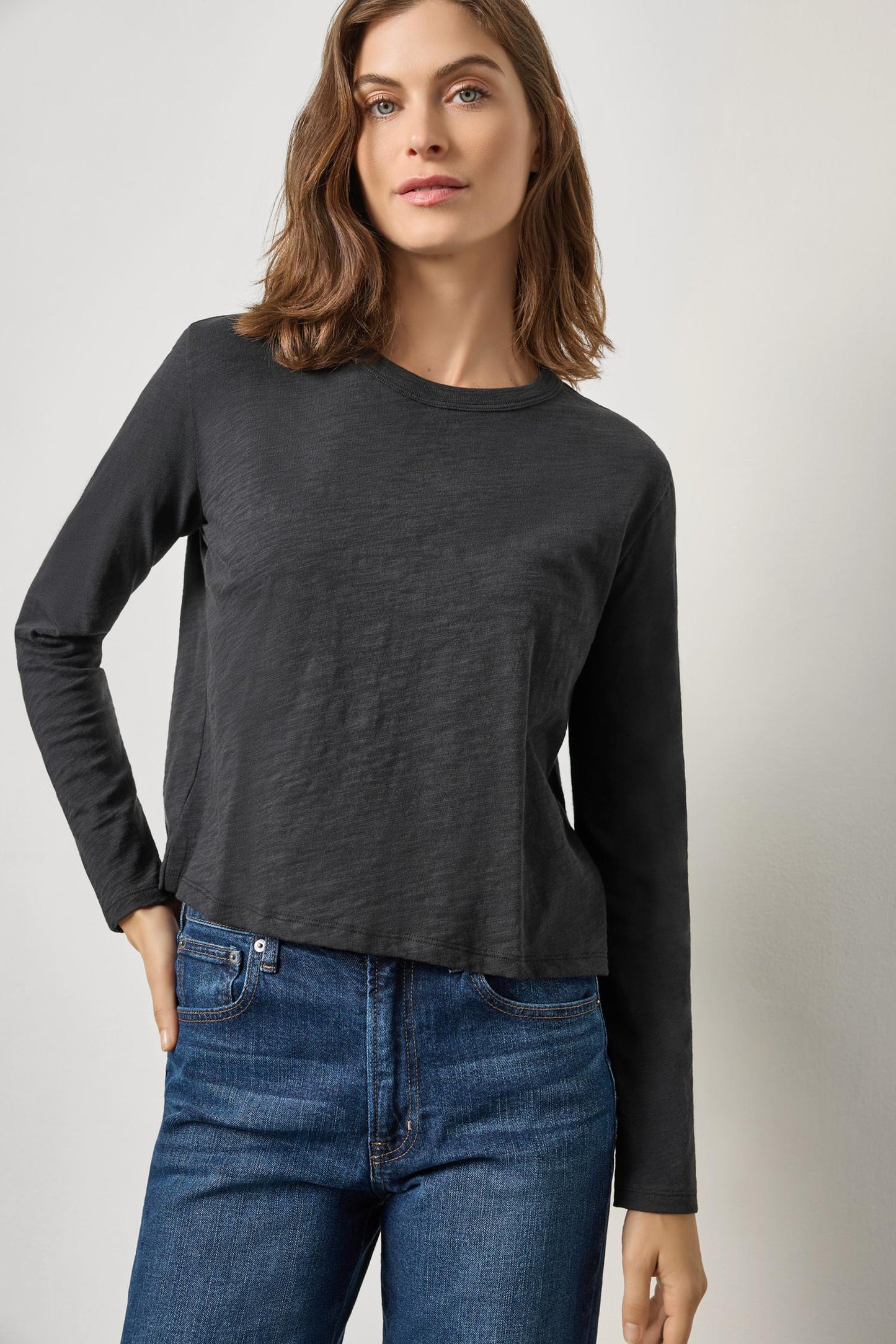 Long Sleeve Cropped Boyfriend Tee