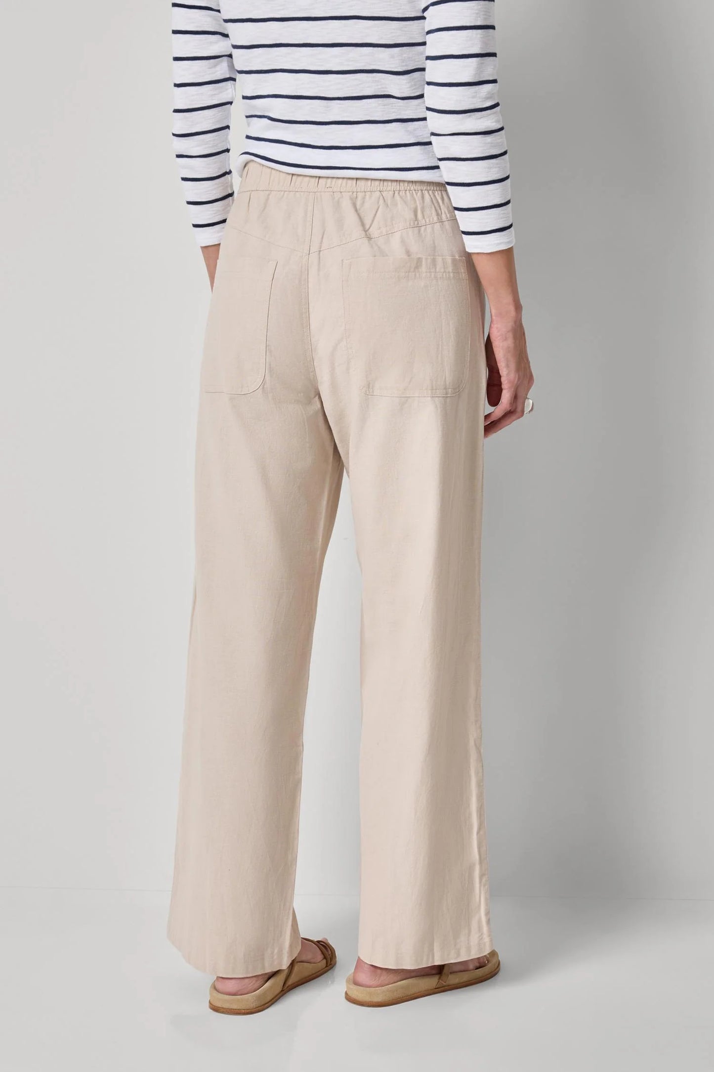 Linen Blend Straight Leg Pant