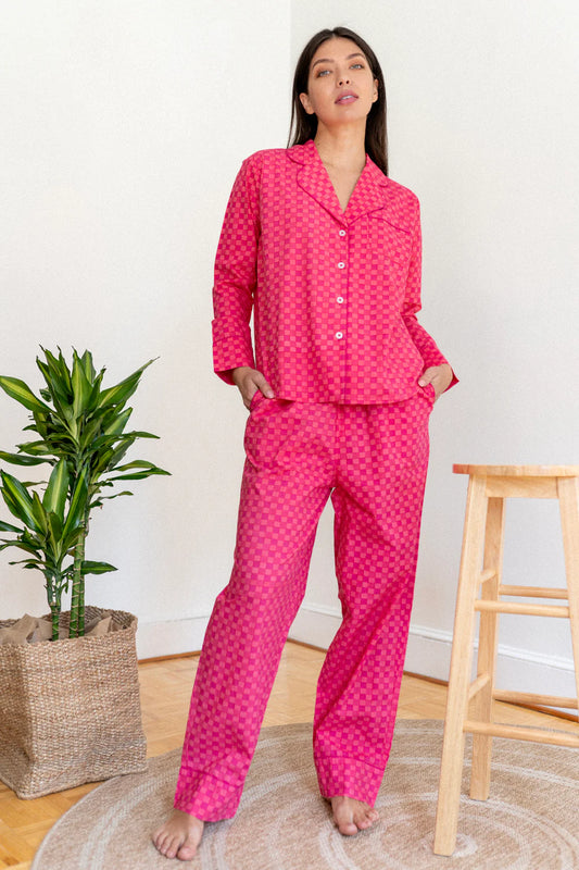 Frida PJ Long Sleeve Set in Pink - The French Shoppe