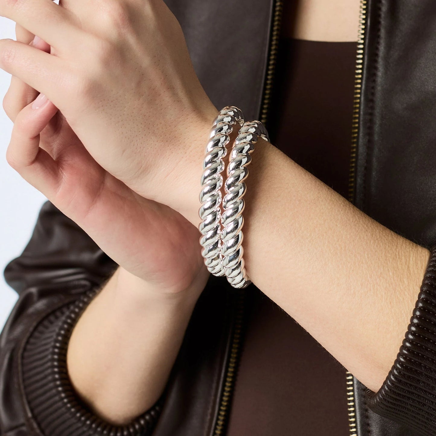 Medium Ravello Bangle in Silver