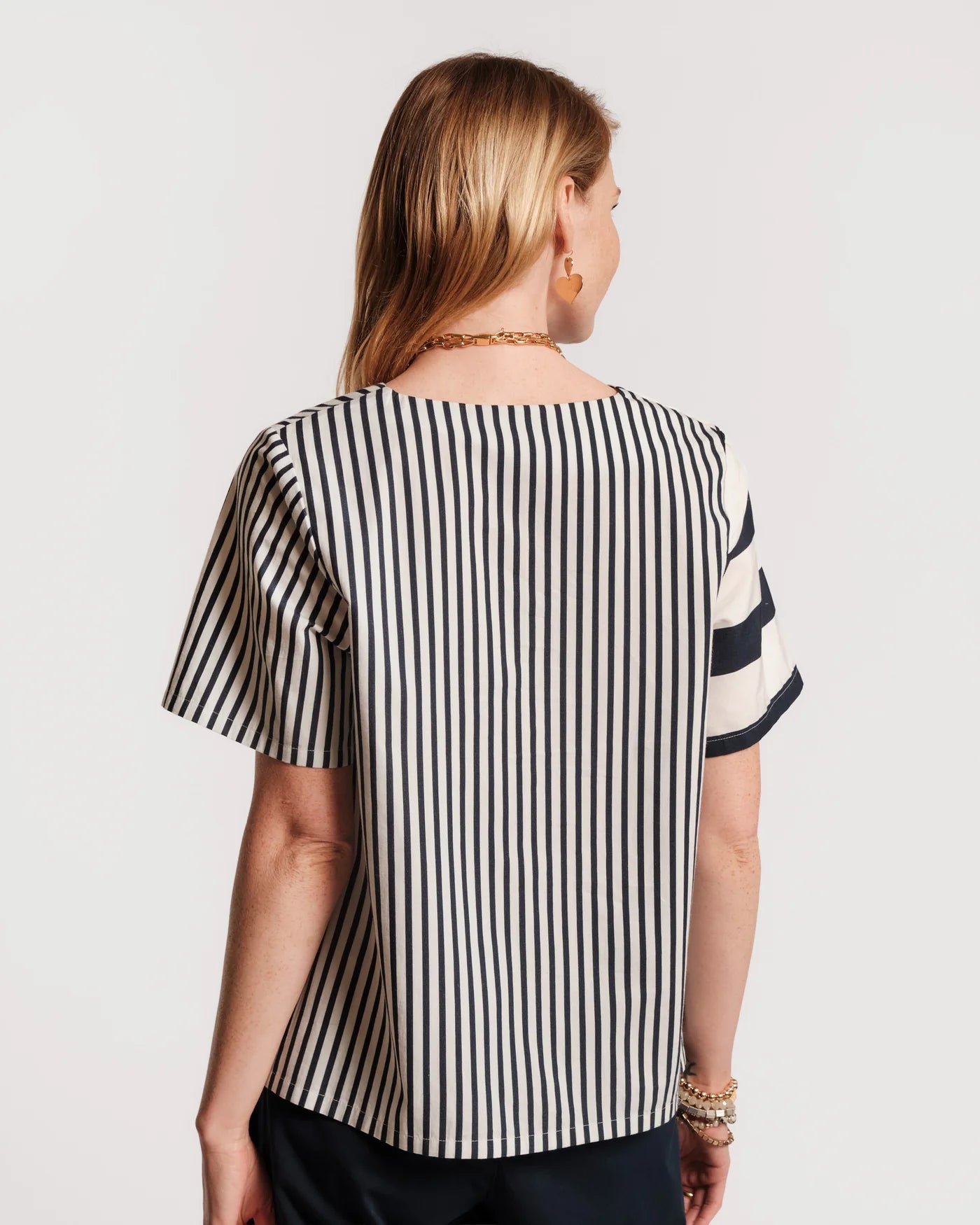 Schooner Top Nautical Stripe Cotton Poplin