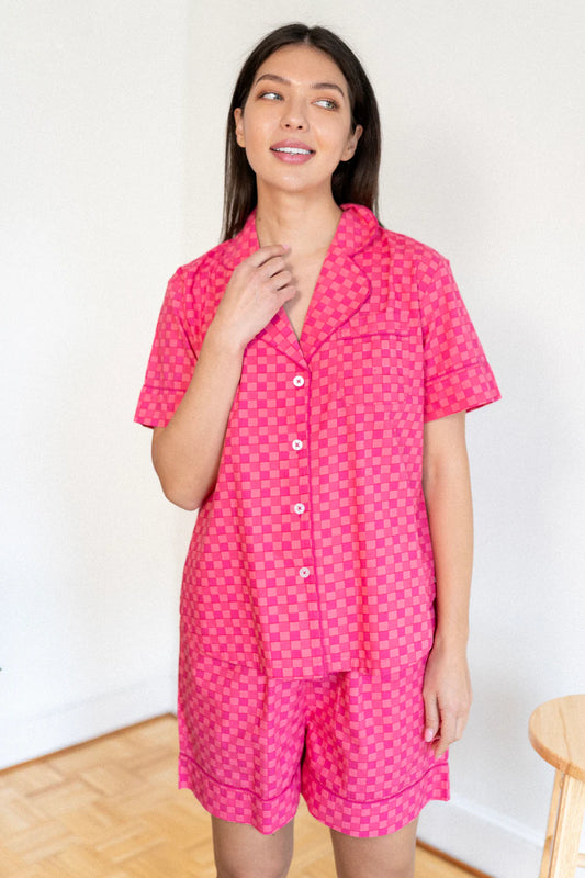 Frida PJ Short Set in Pink - The French Shoppe