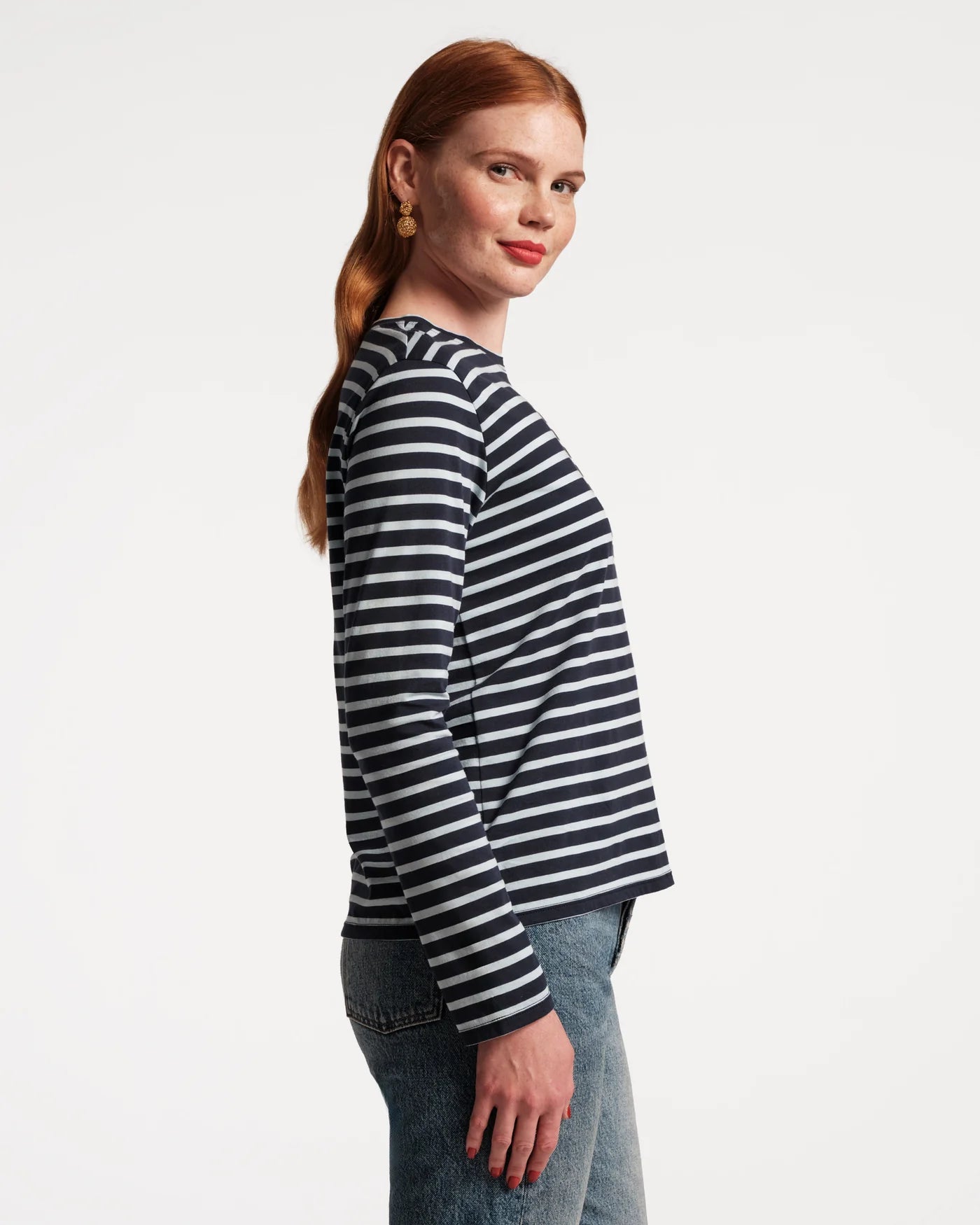 Long Sleeve Striped T Shirt Stripe Pima Cotton