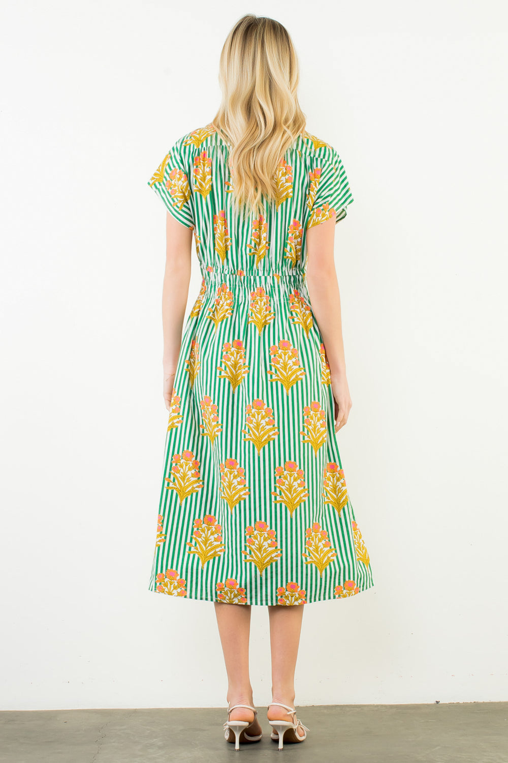 Green Striped Bloom Dress