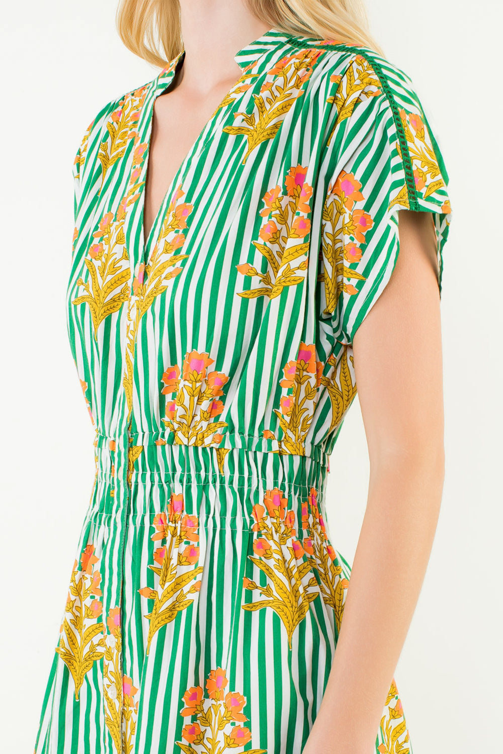Green Striped Bloom Dress
