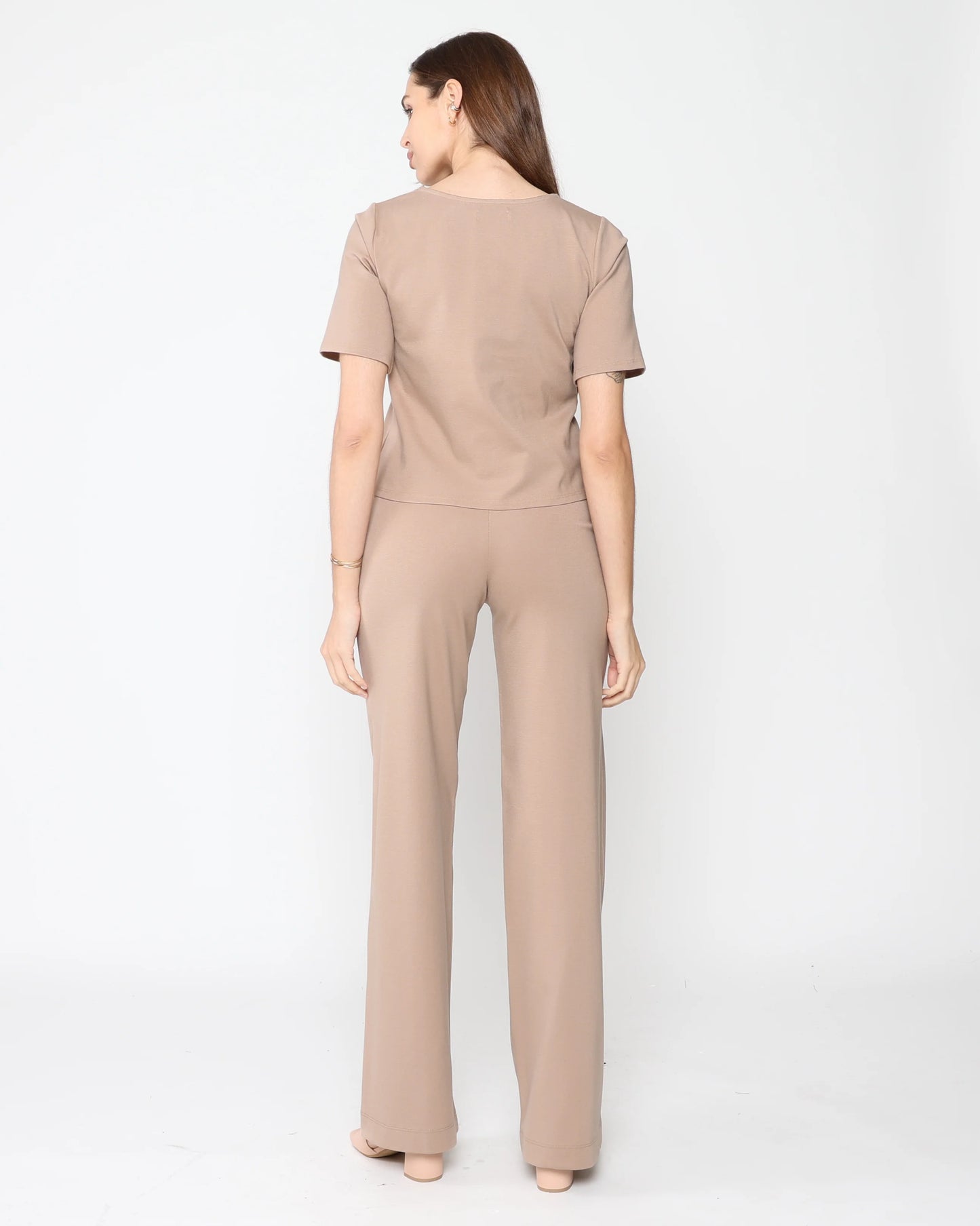 Ponte Knit Short Sleeve Top Extended