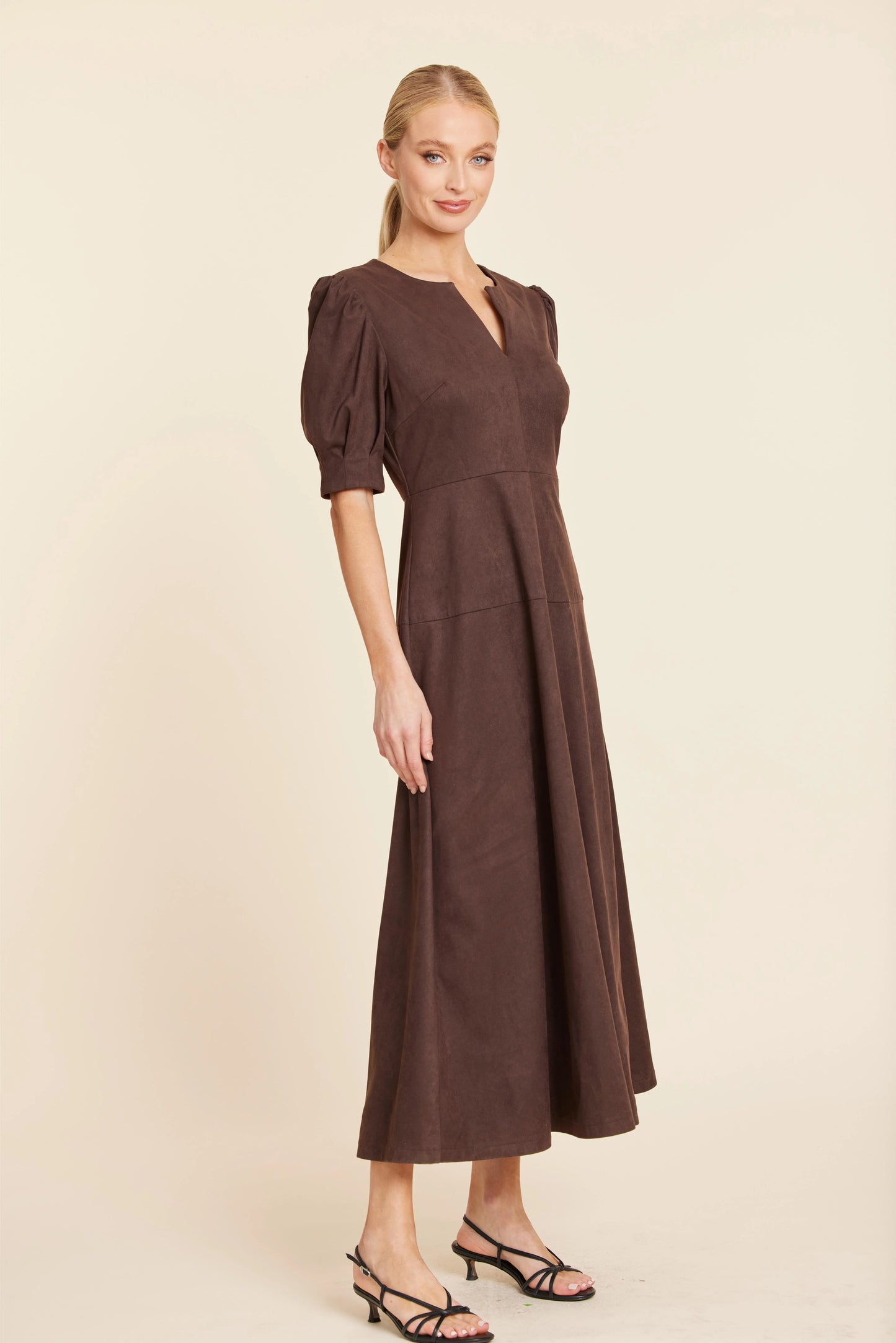 Faux Suede Maxi Dress