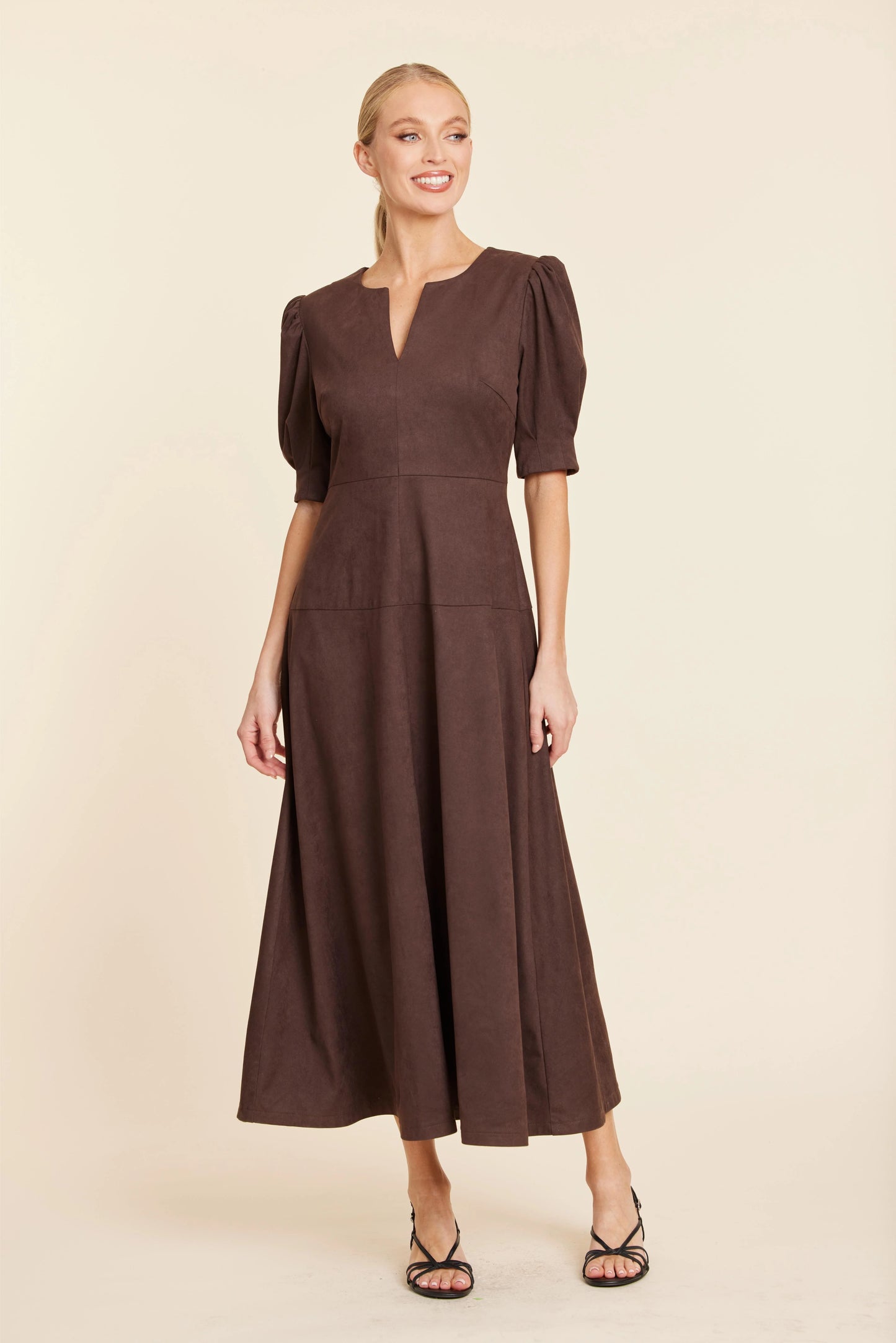 Faux Suede Maxi Dress