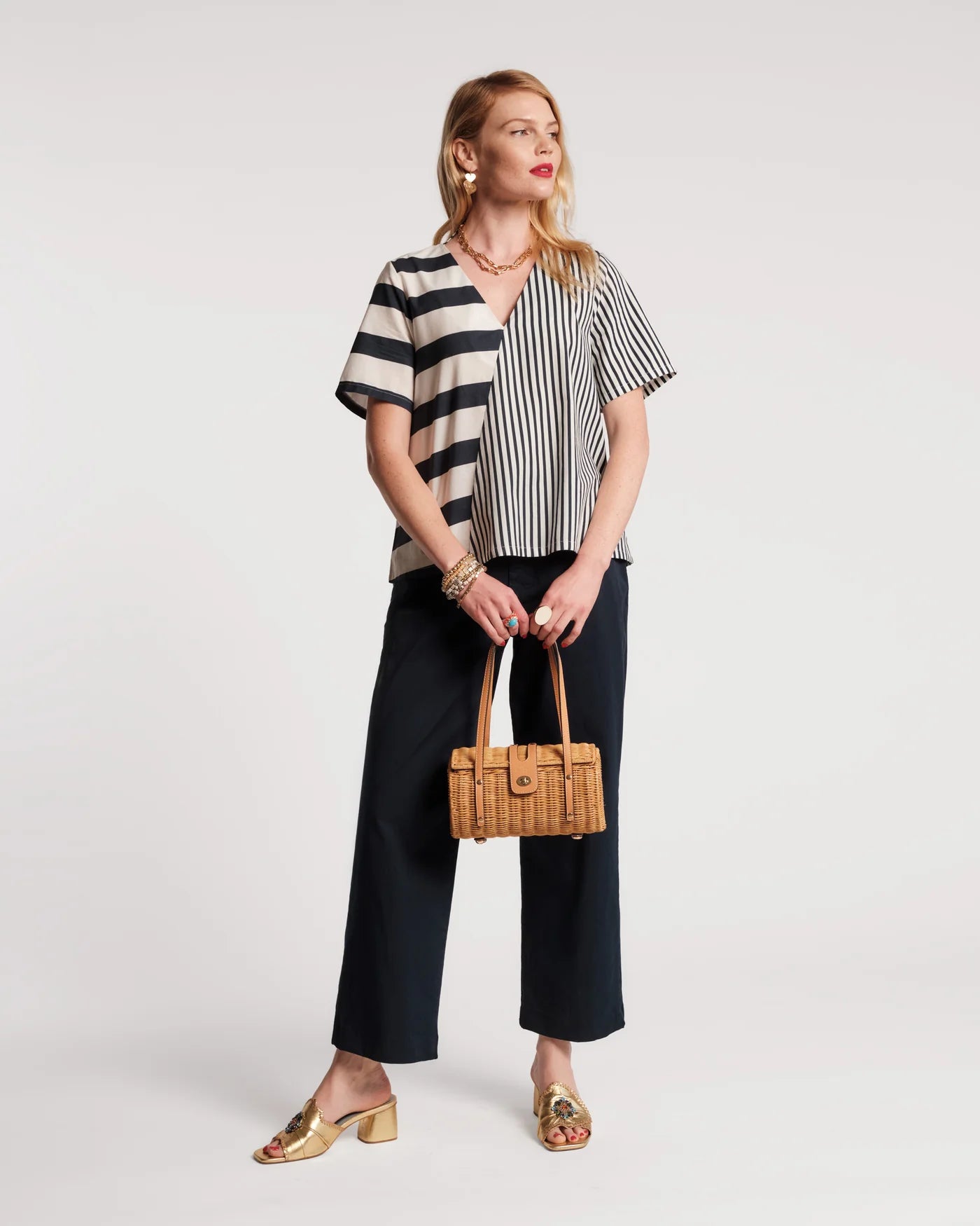 Schooner Top Nautical Stripe Cotton Poplin