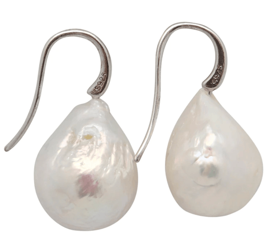 Edison Pearl Drop Earrings in Silver - The French Shoppe