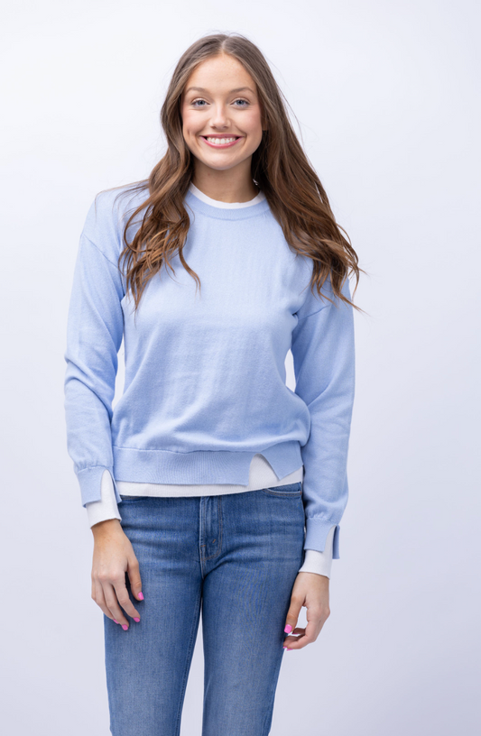 Double Layer Sweater with Side Slits - The French Shoppe
