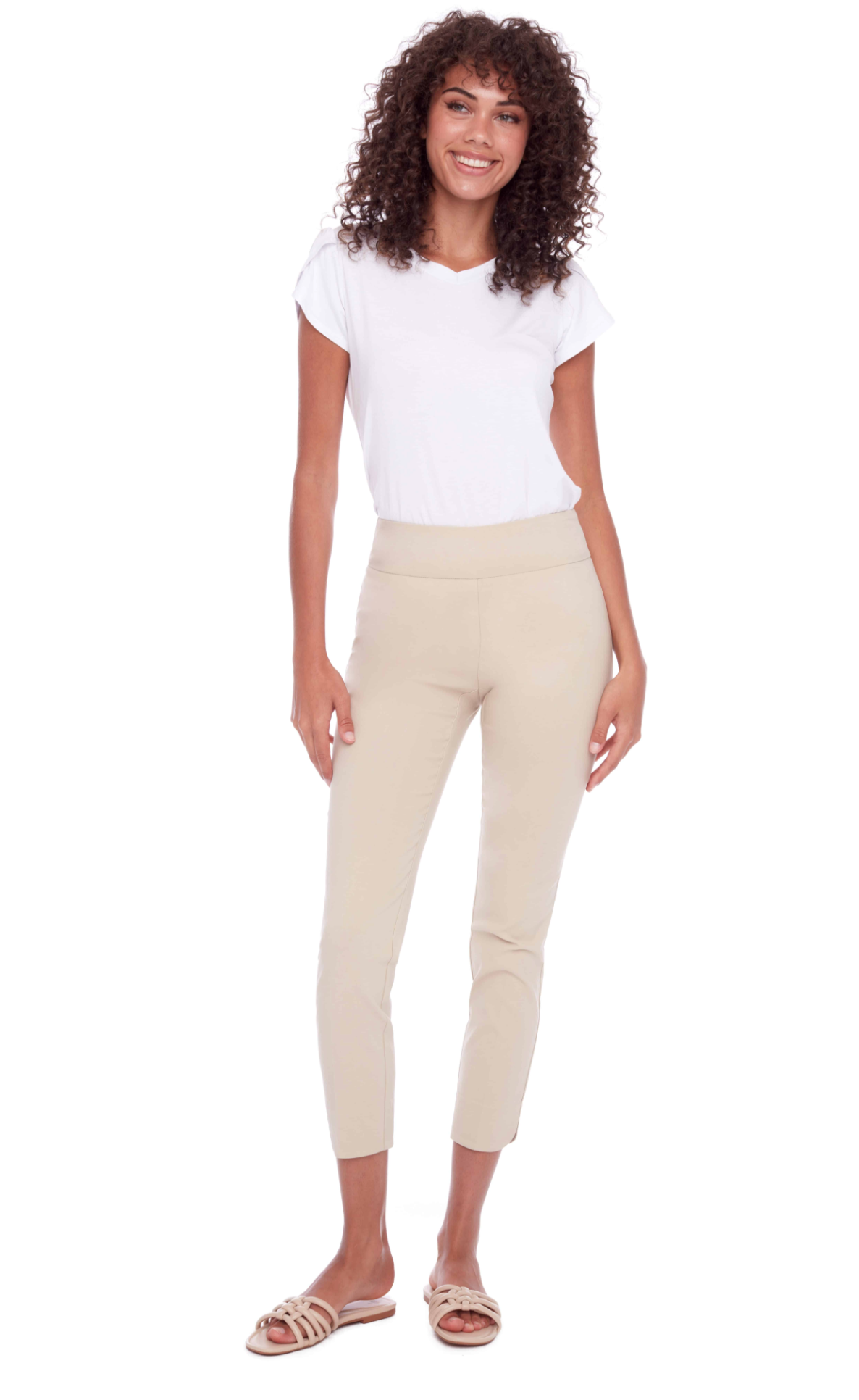Slim Ankle Pant in Stone - The French Shoppe