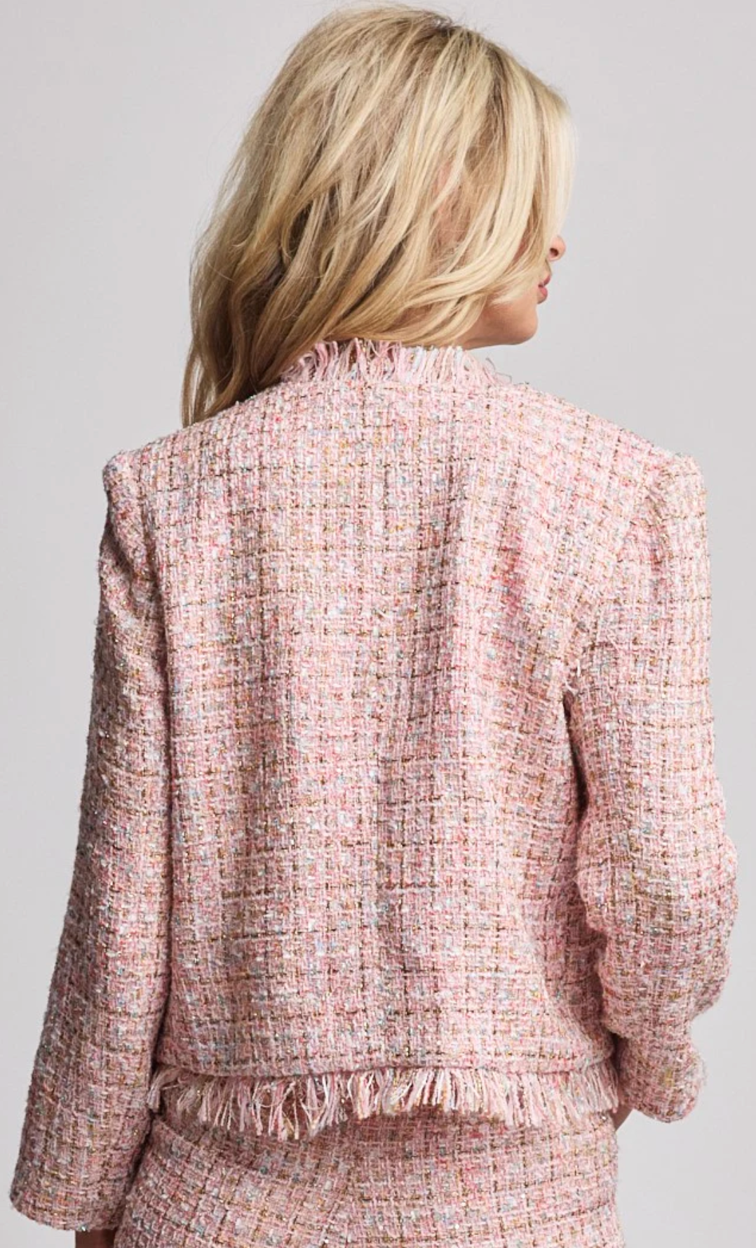 Monroe Jacket in Pink Tweed - The French Shoppe