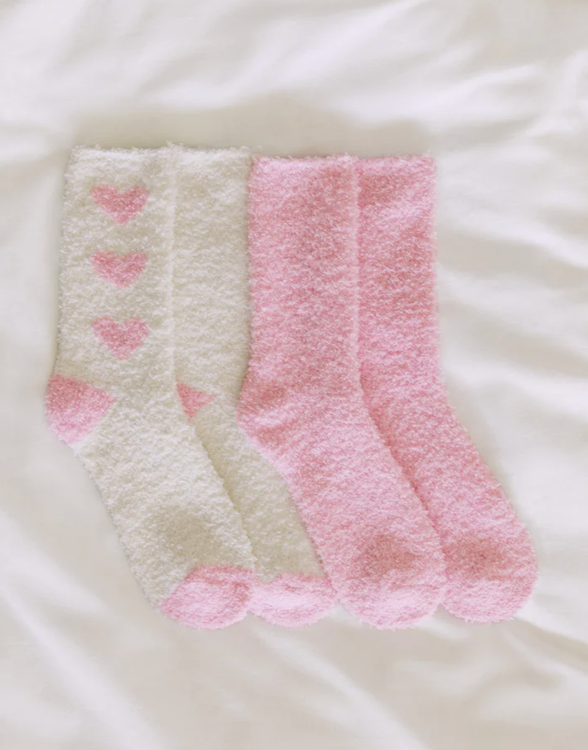 2-Pack Plush Heart Socks - The French Shoppe