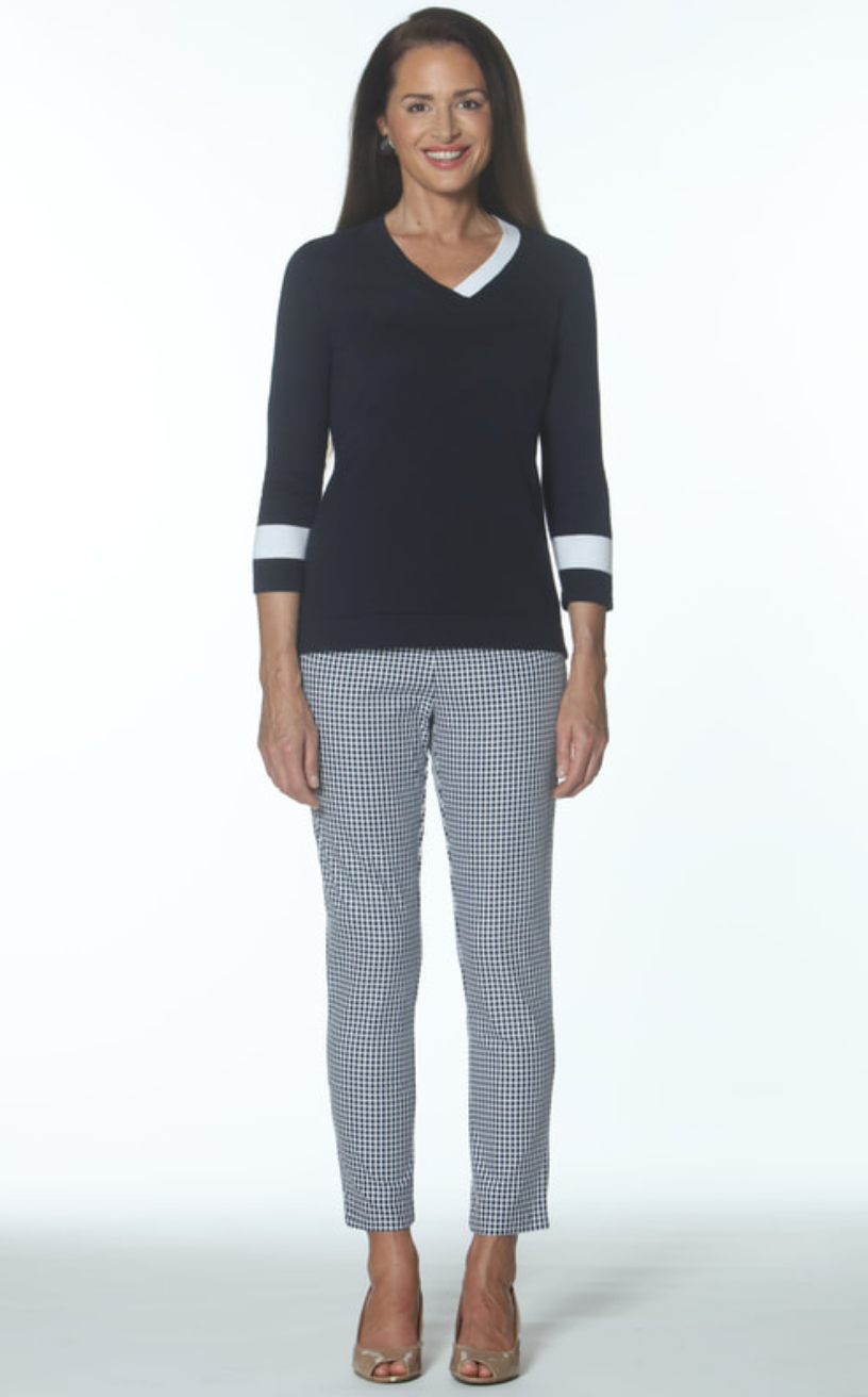 Color Block V Neck Sweater - The French Shoppe