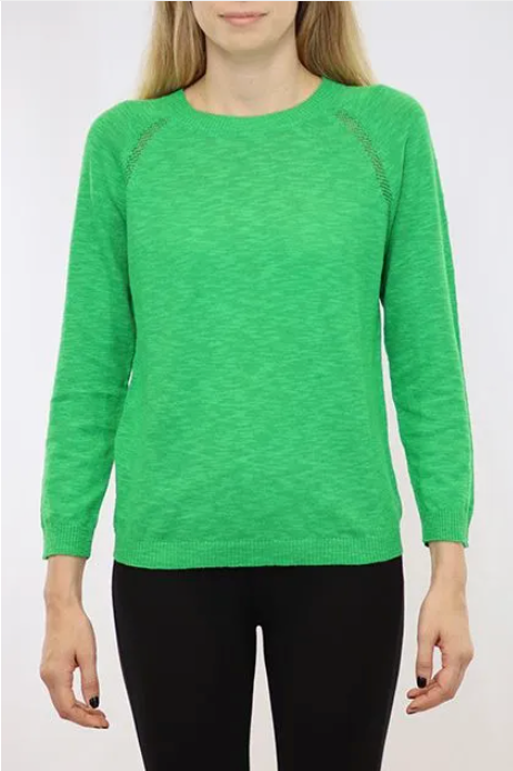 Classic Crew Neck Sweater in Vibrant Green - The French Shoppe