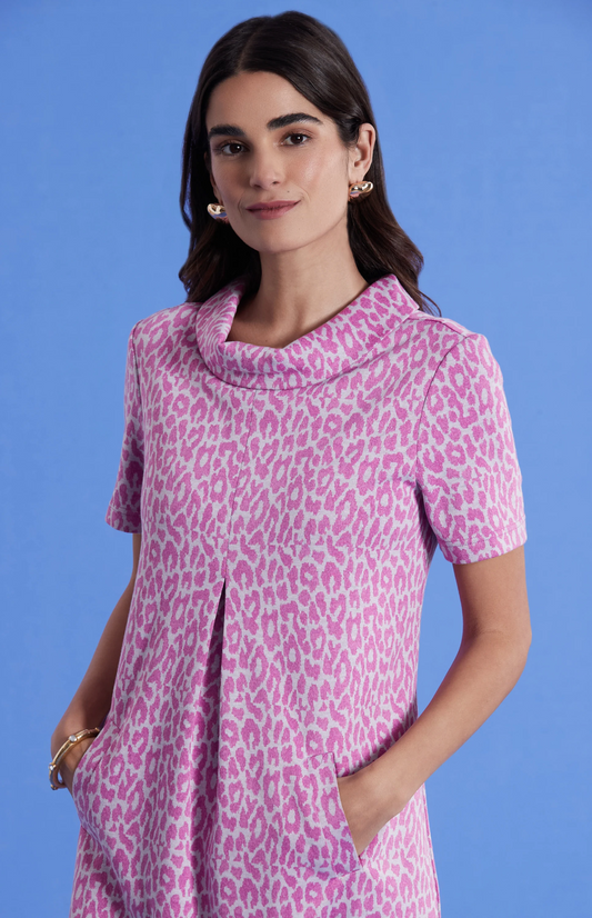 Kristen Dress in Pink Cheetah - The French Shoppe