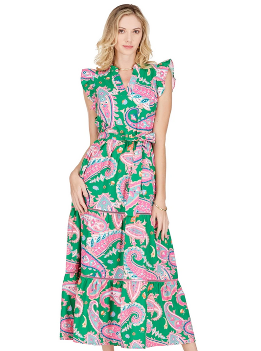 Maxi Dress in Spring Paisley - The French Shoppe