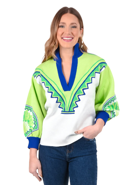 Lolli Sweater in Deco Palm - The French Shoppe
