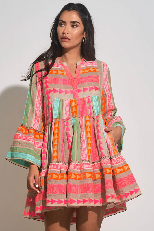 Neon Multi Aztec Dress - The French Shoppe