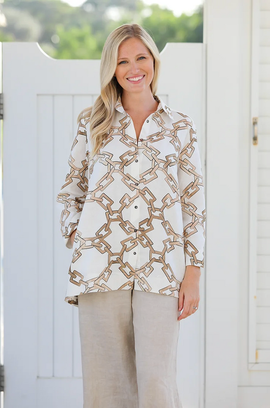 Classic Button Down Shirt Gold Chain - The French Shoppe