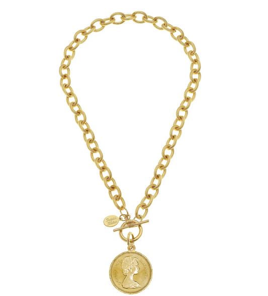 Queen Coin Toggle Necklace - The French Shoppe