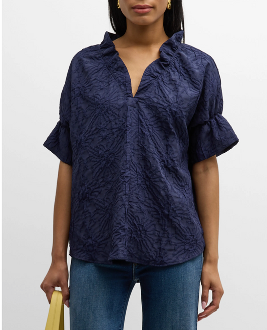 Crosby Top in Textured Jacquard - The French Shoppe