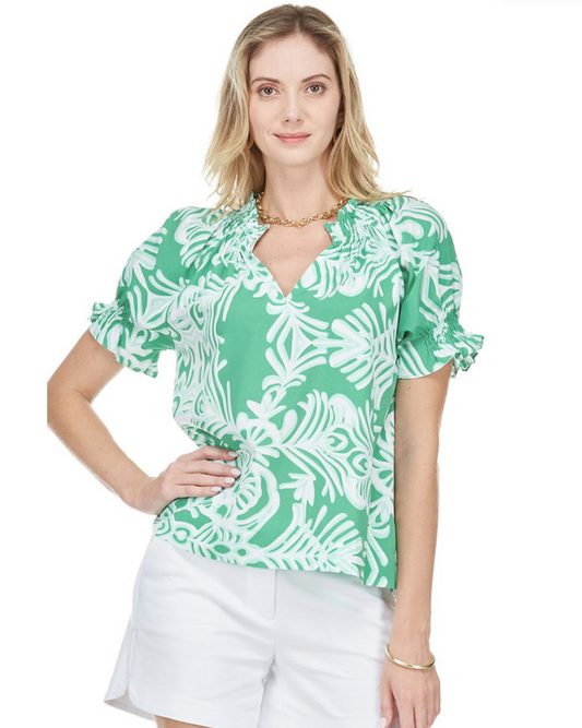 Print Top in Ferns - The French Shoppe