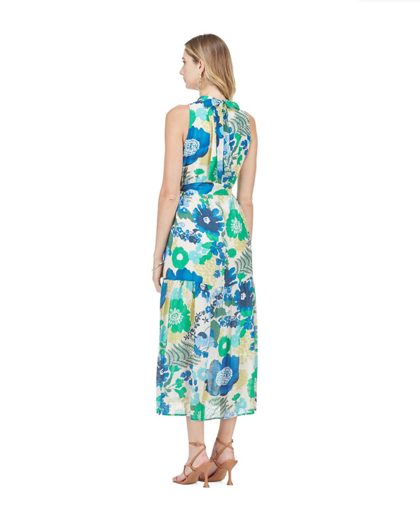 Print Maxi Dress in Dahilias - The French Shoppe