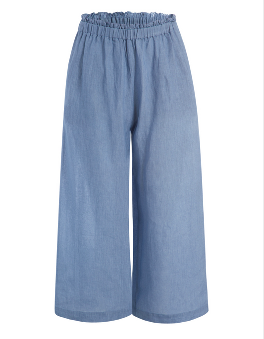 Livro Travel Pants in Chambray Linen - The French Shoppe