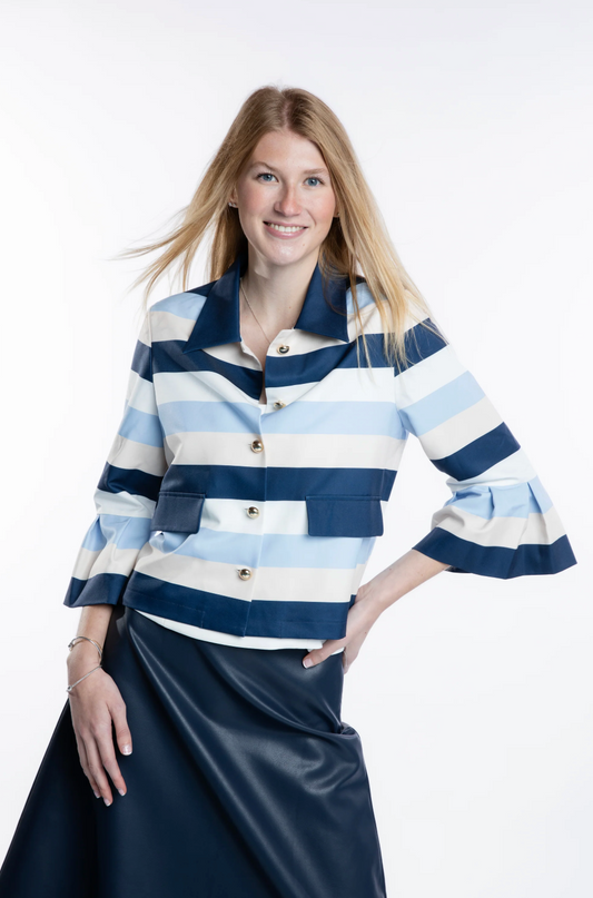 The Jackie Stripe Jacket in Blue Stripe